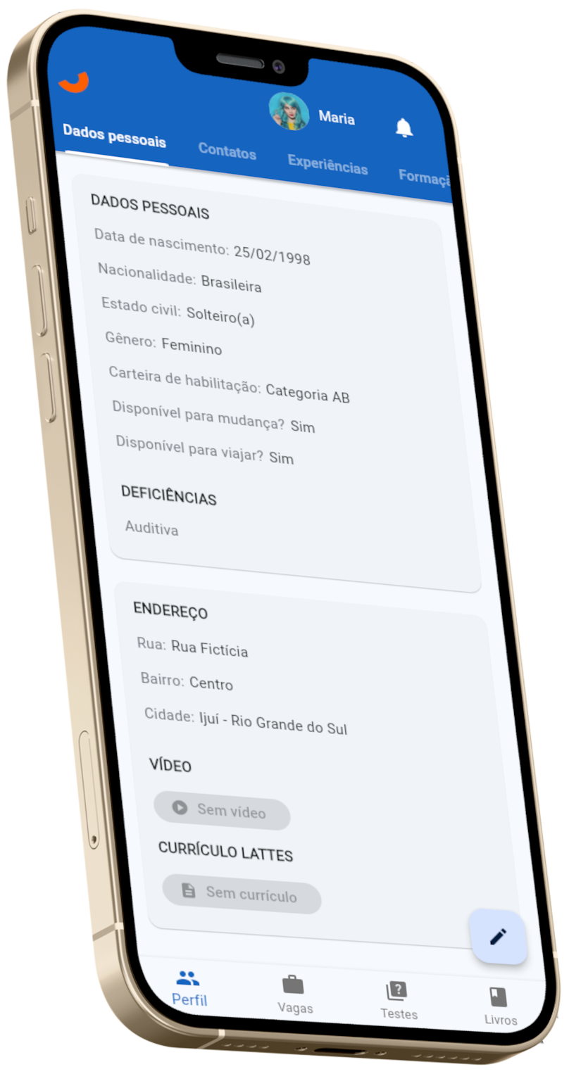Smartphone mostrando o app